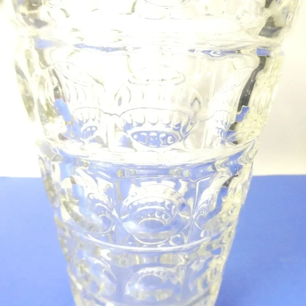 Sklo Union Vase 1960s MCM Lens Clear Glass 8